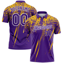 Load image into Gallery viewer, Custom Purple Yellow-White Distressed Scratch Brush Stroke Performance Polo Shirt
