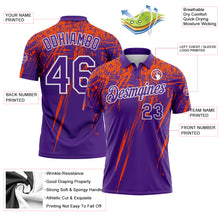 Load image into Gallery viewer, Custom Purple Orange-White Distressed Scratch Brush Stroke Performance Polo Shirt
