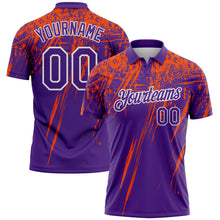 Load image into Gallery viewer, Custom Purple Orange-White Distressed Scratch Brush Stroke Performance Polo Shirt
