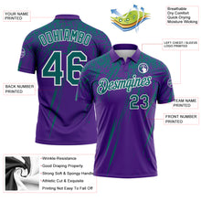 Charger l'image dans la galerie, Custom Purple Teal-White Distressed Scratch Brush Stroke Performance Polo Shirt
