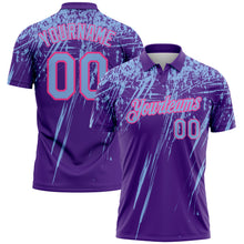 Charger l'image dans la galerie, Custom Purple Light Blue-Pink Distressed Scratch Brush Stroke Performance Polo Shirt
