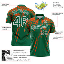 Загрузить изображение в средство просмотра галереи, Custom Kelly Green Orange-White Distressed Scratch Brush Stroke Performance Polo Shirt
