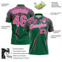 Charger l'image dans la galerie, Custom Kelly Green Pink-White Distressed Scratch Brush Stroke Performance Polo Shirt
