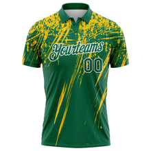 Charger l'image dans la galerie, Custom Kelly Green Yellow-White Distressed Scratch Brush Stroke Performance Polo Shirt
