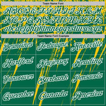 Charger l'image dans la galerie, Custom Kelly Green Yellow-White Distressed Scratch Brush Stroke Performance Polo Shirt
