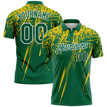 Charger l'image dans la galerie, Custom Kelly Green Yellow-White Distressed Scratch Brush Stroke Performance Polo Shirt
