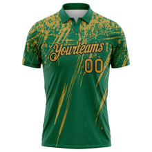 Laden Sie das Bild in den Galerie-Viewer, Custom Kelly Green Old Gold-Black Distressed Scratch Brush Stroke Performance Polo Shirt
