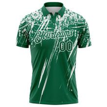Load image into Gallery viewer, Custom Kelly Green-White Distressed Scratch Brush Stroke Performance Polo Shirt
