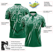 Load image into Gallery viewer, Custom Kelly Green-White Distressed Scratch Brush Stroke Performance Polo Shirt

