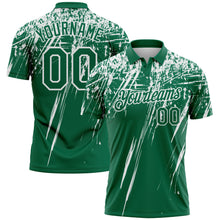 Load image into Gallery viewer, Custom Kelly Green-White Distressed Scratch Brush Stroke Performance Polo Shirt
