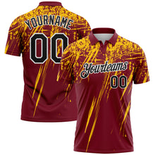 Load image into Gallery viewer, Custom Crimson Black Yellow-White Distressed Scratch Brush Stroke Performance Polo Shirt
