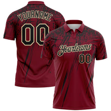 Загрузить изображение в средство просмотра галереи, Custom Crimson Black-Cream Distressed Scratch Brush Stroke Performance Polo Shirt
