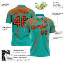 Charger l'image dans la galerie, Custom Aqua Orange-Black Distressed Scratch Brush Stroke Performance Polo Shirt
