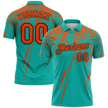 Charger l'image dans la galerie, Custom Aqua Orange-Black Distressed Scratch Brush Stroke Performance Polo Shirt
