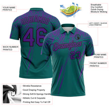 Load image into Gallery viewer, Custom Teal Purple-Black Distressed Scratch Brush Stroke Performance Polo Shirt
