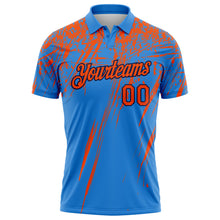 Charger l'image dans la galerie, Custom Powder Blue Orange-Navy Distressed Scratch Brush Stroke Performance Polo Shirt
