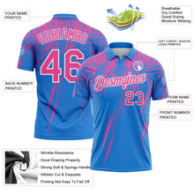Charger l'image dans la galerie, Custom Powder Blue Pink-White Distressed Scratch Brush Stroke Performance Polo Shirt
