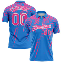 Charger l'image dans la galerie, Custom Powder Blue Pink-White Distressed Scratch Brush Stroke Performance Polo Shirt
