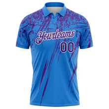 Laden Sie das Bild in den Galerie-Viewer, Custom Powder Blue Purple-White Distressed Scratch Brush Stroke Performance Polo Shirt
