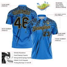 Charger l'image dans la galerie, Custom Powder Blue Black-Old Gold Distressed Scratch Brush Stroke Performance Polo Shirt
