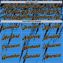 Charger l'image dans la galerie, Custom Powder Blue Black-Old Gold Distressed Scratch Brush Stroke Performance Polo Shirt
