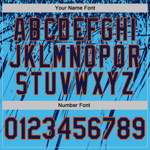 Charger l'image dans la galerie, Custom Sky Blue Navy-Orange Distressed Scratch Brush Stroke Performance Polo Shirt
