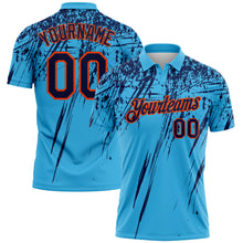 Charger l'image dans la galerie, Custom Sky Blue Navy-Orange Distressed Scratch Brush Stroke Performance Polo Shirt
