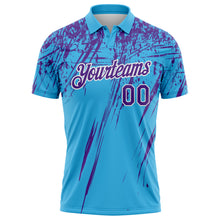 Load image into Gallery viewer, Custom Sky Blue Purple-White Distressed Scratch Brush Stroke Performance Polo Shirt
