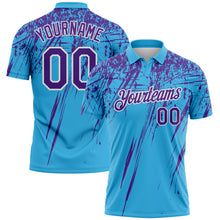 Load image into Gallery viewer, Custom Sky Blue Purple-White Distressed Scratch Brush Stroke Performance Polo Shirt

