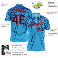 Load image into Gallery viewer, Custom Sky Blue Royal-Orange Distressed Scratch Brush Stroke Performance Polo Shirt

