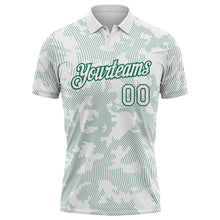 Загрузить изображение в средство просмотра галереи, Custom White-Kelly Green 3D Pattern Abstract Fluid Line Performance Polo Shirt
