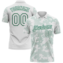 Загрузить изображение в средство просмотра галереи, Custom White-Kelly Green 3D Pattern Abstract Fluid Line Performance Polo Shirt
