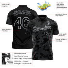 Load image into Gallery viewer, Custom Black-Gray 3D Pattern Abstract Fluid Line Performance Polo Shirt
