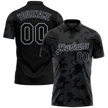 Load image into Gallery viewer, Custom Black-Gray 3D Pattern Abstract Fluid Line Performance Polo Shirt
