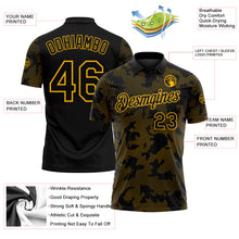 Load image into Gallery viewer, Custom Black-Gold 3D Pattern Abstract Fluid Line Performance Polo Shirt
