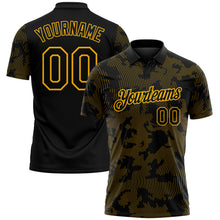 Load image into Gallery viewer, Custom Black-Gold 3D Pattern Abstract Fluid Line Performance Polo Shirt
