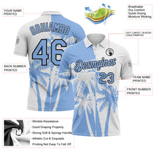 Загрузить изображение в средство просмотра галереи, Custom White Light Blue-Black Hawaii Tropical Coastal Palm Trees Performance Polo Shirt
