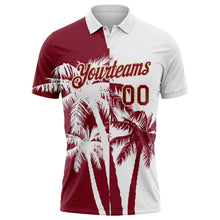 Загрузить изображение в средство просмотра галереи, Custom White Crimson-Cream Hawaii Tropical Coastal Palm Trees Performance Polo Shirt

