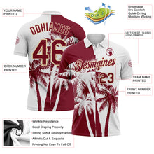 Загрузить изображение в средство просмотра галереи, Custom White Crimson-Cream Hawaii Tropical Coastal Palm Trees Performance Polo Shirt
