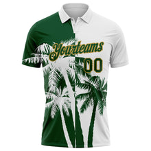 Load image into Gallery viewer, Custom White Green-Old Gold Hawaii Tropical Coastal Palm Trees Performance Polo Shirt
