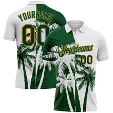 Load image into Gallery viewer, Custom White Green-Old Gold Hawaii Tropical Coastal Palm Trees Performance Polo Shirt
