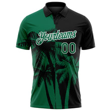 Load image into Gallery viewer, Custom Black Kelly Green-White Hawaii Tropical Coastal Palm Trees Performance Polo Shirt
