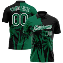 Load image into Gallery viewer, Custom Black Kelly Green-White Hawaii Tropical Coastal Palm Trees Performance Polo Shirt
