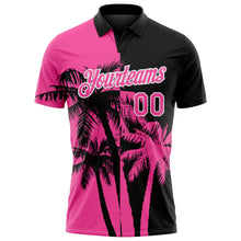 Загрузить изображение в средство просмотра галереи, Custom Black Pink-White Hawaii Tropical Coastal Palm Trees Performance Polo Shirt
