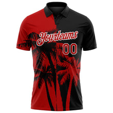 Загрузить изображение в средство просмотра галереи, Custom Black Red-White Hawaii Tropical Coastal Palm Trees Performance Polo Shirt
