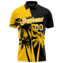 Загрузить изображение в средство просмотра галереи, Custom Black Yellow-White Hawaii Tropical Coastal Palm Trees Performance Polo Shirt
