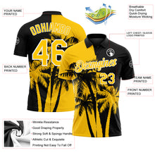 Загрузить изображение в средство просмотра галереи, Custom Black Yellow-White Hawaii Tropical Coastal Palm Trees Performance Polo Shirt
