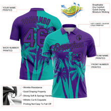 Load image into Gallery viewer, Custom Purple Aqua-Black Hawaii Tropical Coastal Palm Trees Performance Polo Shirt
