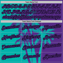 Load image into Gallery viewer, Custom Purple Aqua-Black Hawaii Tropical Coastal Palm Trees Performance Polo Shirt
