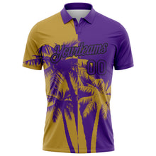 Load image into Gallery viewer, Custom Purple Old Gold-Black Hawaii Tropical Coastal Palm Trees Performance Polo Shirt
